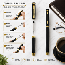 Matt Black Color Ball Pen with Gold Clip – Openable Mechanism | Blue Ink