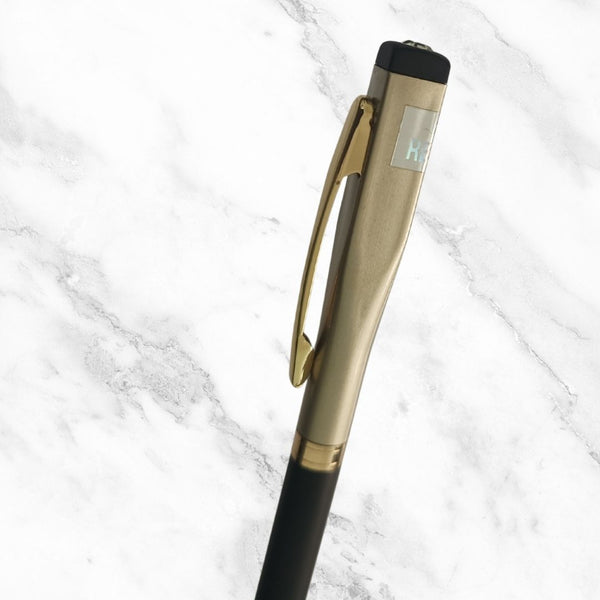 Matt Black & Cream Twist Ball Pen – Gold Clip | Blue Ink | BallPenBazaar