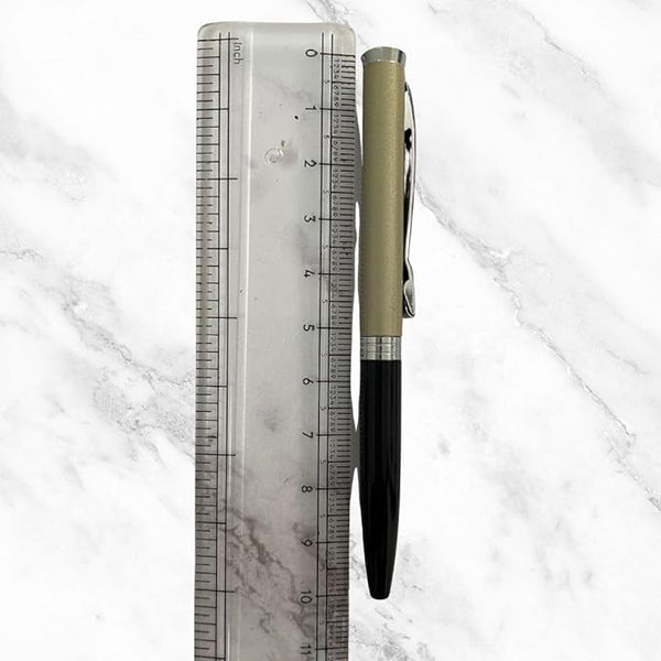 Matt Black & Gray Dual Color Mini Ball Pen – Elegant Silver Clip | Premium Twist Mechanism | Smooth Blue Ink Writing