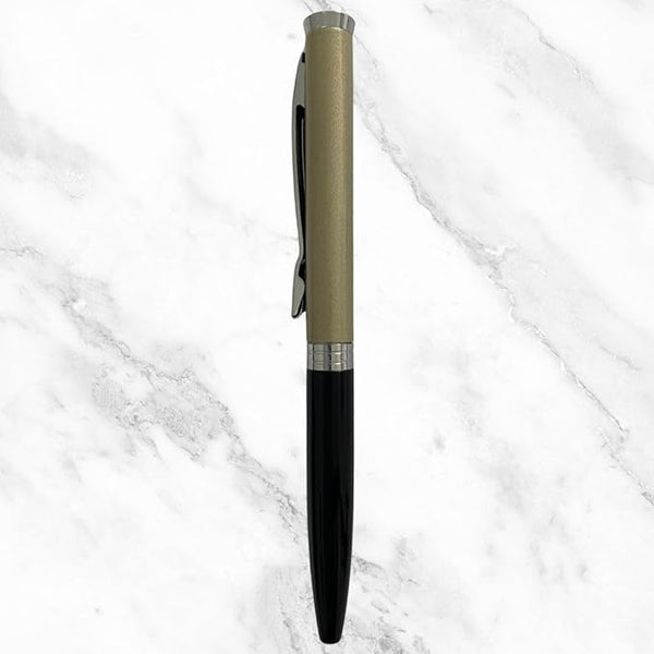 Matt Black & Gray Dual Color Mini Ball Pen – Elegant Silver Clip | Premium Twist Mechanism | Smooth Blue Ink Writing