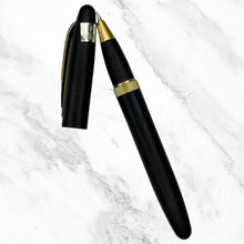 Matt Black Magnetic Cap Ball Pen – Gold Clip | Openable Mechanism | Blue Ink
