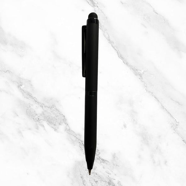 Matt Black Mini Ball Pen – Glossy Black Clip | Mobile Touch Twist Mechanism | Blue Ink with Mini VT Refill
