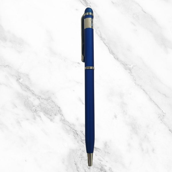 Matt Blue Twist Ball Pen – Silver Clip | Smooth Blue Ink | BallPenBazaar