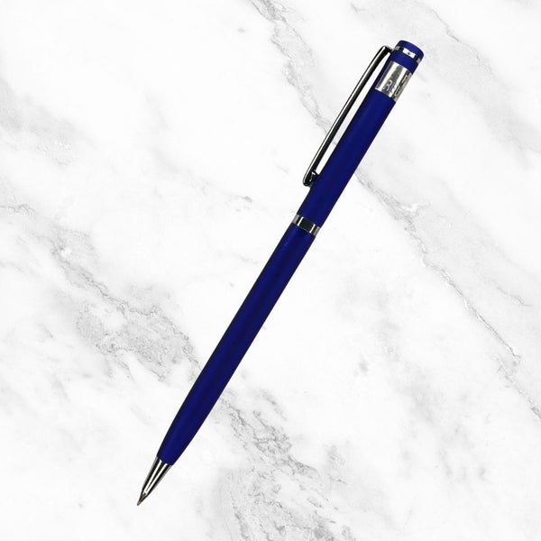 Matt Blue Twist Ball Pen – Silver Clip | Blue Ink | BallPenBazaar