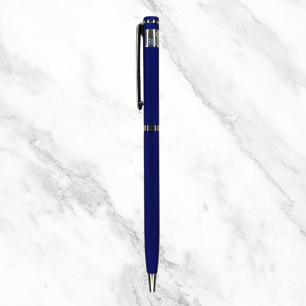 Matt Blue Twist Ball Pen – Silver Clip | Blue Ink | BallPenBazaar