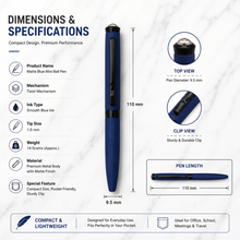 Matt Blue Ball Pen with Diamond Top | Twist Mechanism | Blue Ink
