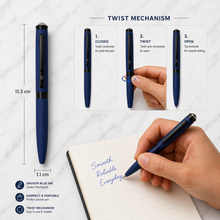 Matt Blue Ball Pen with Diamond Top | Twist Mechanism | Blue Ink