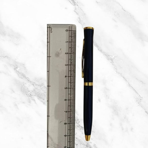 Matt Blue Mini Ball Pen with Gold Clip | Twist Mechanism | Luxury Blue Ink Pocket Pen