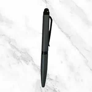 Matt Gunmetal Mini Ball Pen – Black Clip | Mobile Touch | Twist Mechanism | Smooth Blue Ink Writing