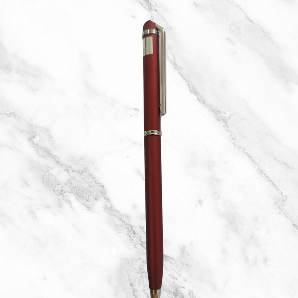 Matt Maroon Ball Pen – Blue Ink | Silver Clip | Twist Mechanism | BallPenBazaar