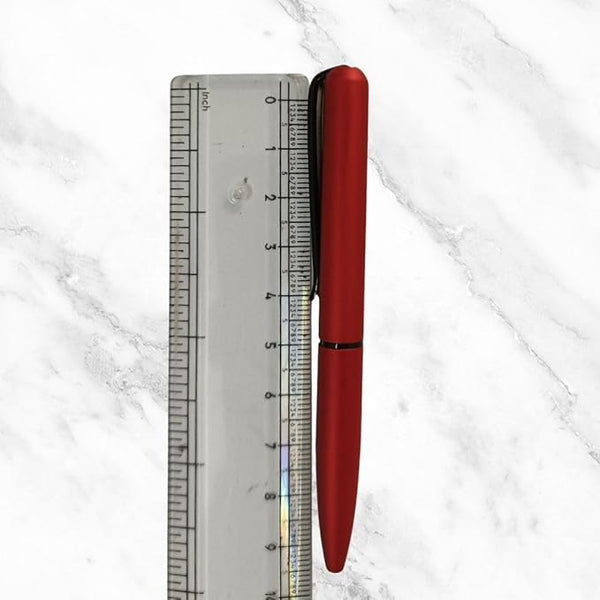 Matt Red Mini Ball Pen with Black Clip | Compact Twist Mechanism | Smooth Blue Ink Writing