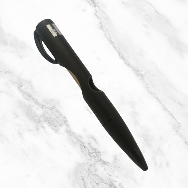 Matte Black Ball Pen with Glossy Black Clip | Slider Click | Smooth Blue Ink