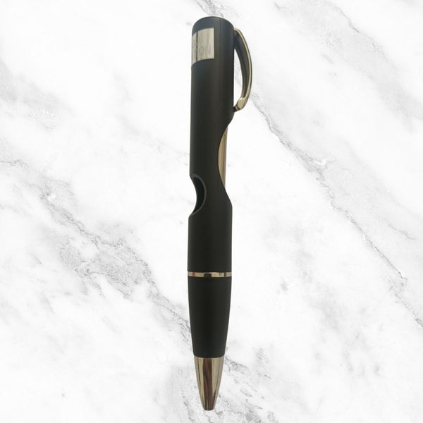 Matte Black Ball Pen – Glossy Gold Clip | Click Mechanism | Smooth Blue Ink | Sleek & Elegant Design