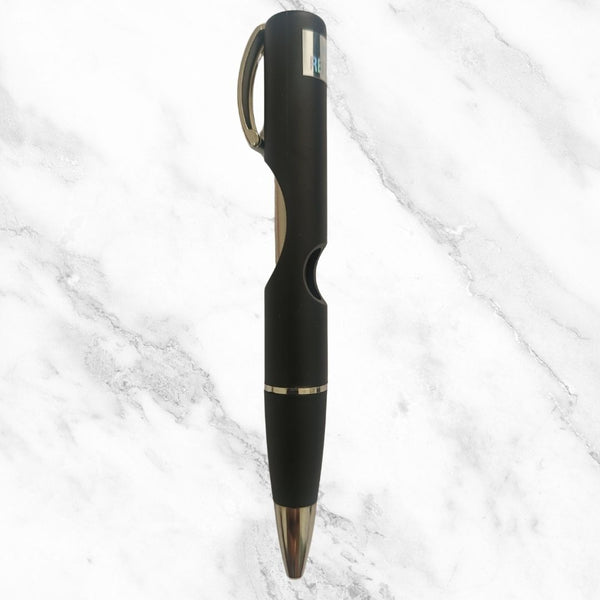 Matte Black Ball Pen – Glossy Gold Clip | Click Mechanism | Smooth Blue Ink | Sleek & Elegant Design