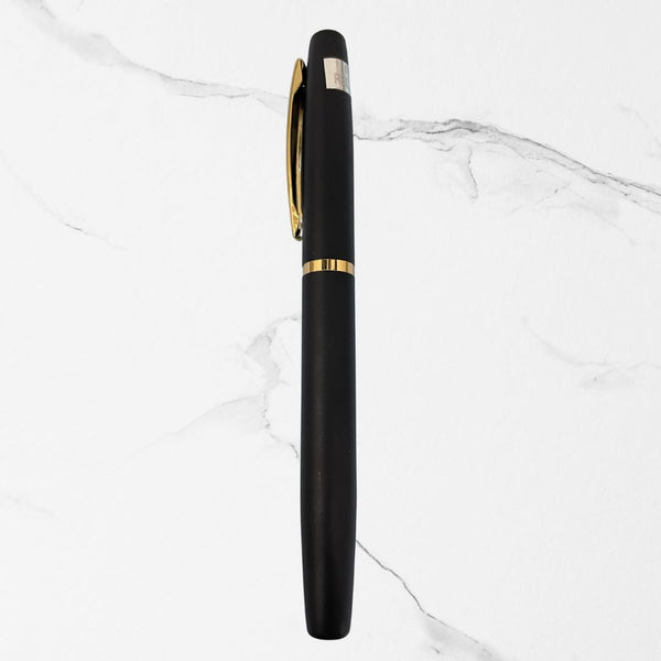 Matte Black Ball Pen with Glossy Gold Clip | Openable Mechanism | Premium Metal Body | Smooth Blue Ink Writing Pen