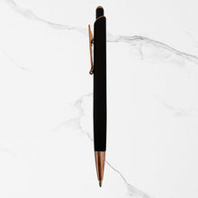 Matte Black Ball Pen with Rose Gold Clip | Premium Click Mechanism | Blue Ink Smooth Writing | Luxury Metal Pen for Office & Gifting