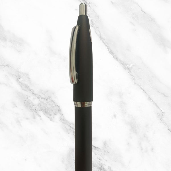 Matte Black Ball Pen with Silver Clip | Click Mechanism