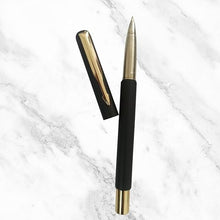 Matte Black Gold Clip Ball Pen – Blue Ink | Premium Open Cap Pen | BallPenBazaar