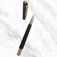 Matte Black Gold Clip Ball Pen – Blue Ink | Premium Open Cap Pen | BallPenBazaar