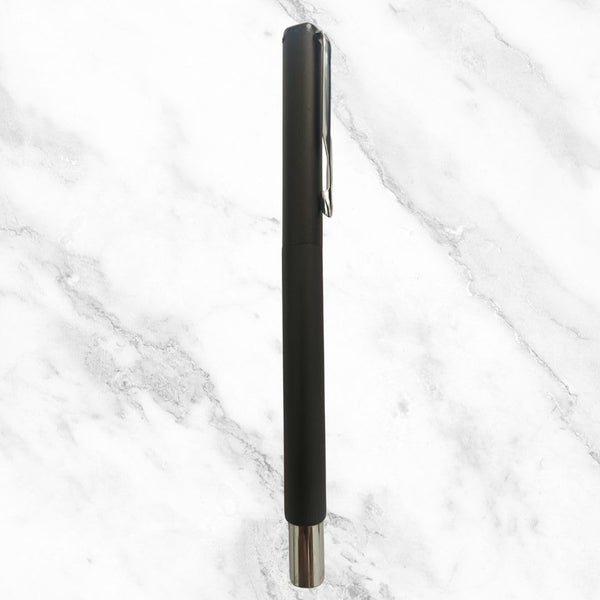 Matte Black Ball Pen – Silver Clip | Openable Cap | Blue Ink