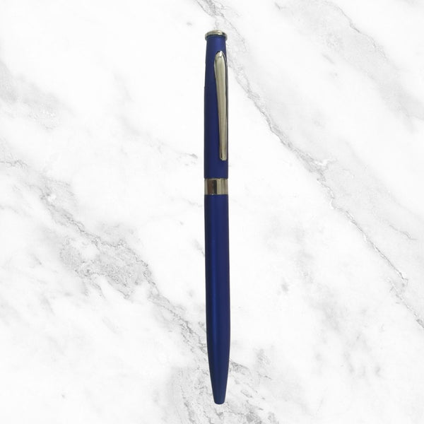 Matte Blue Twist Ball Pen – Silver Clip | Premium Blue Ink | Sleek Matte Finish