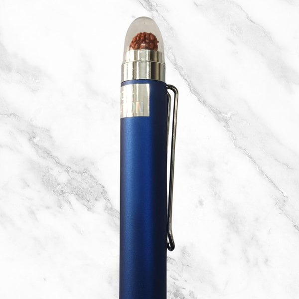 Matte Blue Body Ball Pen – Silver Clip & Maroon Diamond Top | Twist Mechanism