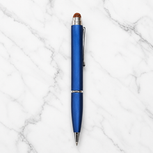Ballpen Bazaar Matt Blue Ball Pen with Silver Clip & Rudrax Top | Twist Mechanism | Blue Ink | 1 Pc