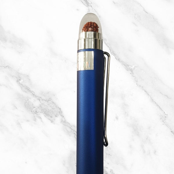 Matte Blue Ball Pen with Silver Clip & Maroon Diamond Top – Twist | Blue Ink