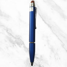 Matte Blue Ball Pen with Silver Clip & Maroon Diamond Top – Twist | Blue Ink
