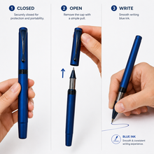 Matte Blue Ball Pen with Glossy Blue Clip | Openable Mechanism