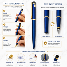 Matte Blue Ball Pen – Gold Clip | Twist Ball Pen