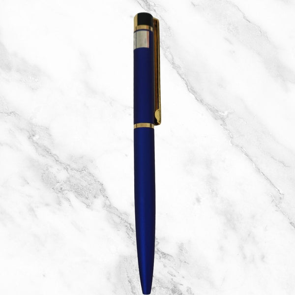 Matte Blue Ball Pen – Gold Clip | Twist Ball Pen | Smooth Blue Ink | BallPenBazaar