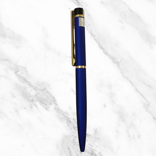 Matte Blue Ball Pen – Gold Clip | Twist Ball Pen | Smooth Blue Ink | BallPenBazaar