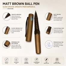 Matte Brown Ball Pen with Cap | Valentine Gift Pen | Blue Ink Writing