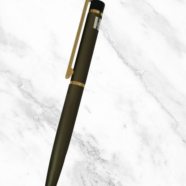 Matte Gray Ball Pen – Blue Ink | Gold Clip Twist Pen