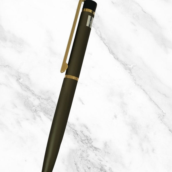 Matte Gray Ball Pen – Blue Ink | Gold Clip Twist Pen | BallPenBazaar
