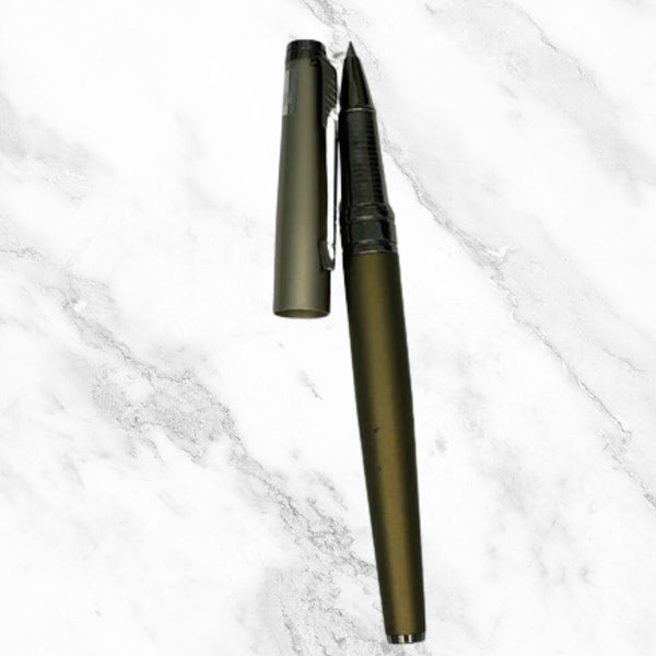 Matte Green Ball Pen with Silver Cap – Blue Ink | BallPenBazaar