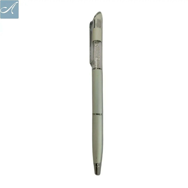 Matte White Diamond Pen – Smooth Blue Ink | BallPenBazaar