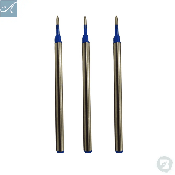 Metal Roller Refill Blue Ink - Smooth, Long-Lasting (3-Pack).