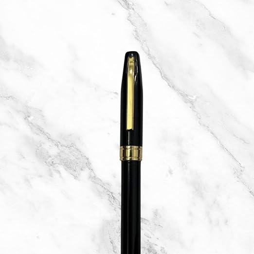 Metallic Black Ball Pen with Gold Clip – Blue Ink | BallPenBazaar
