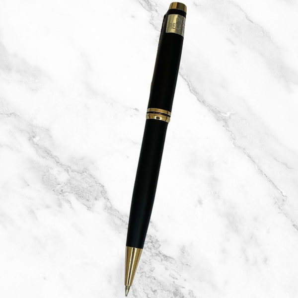 Metallic Black Ball Pen with Gold Clip – Twist Mechanism | Smooth Writing with Glycer 0.6mm Blue Ink