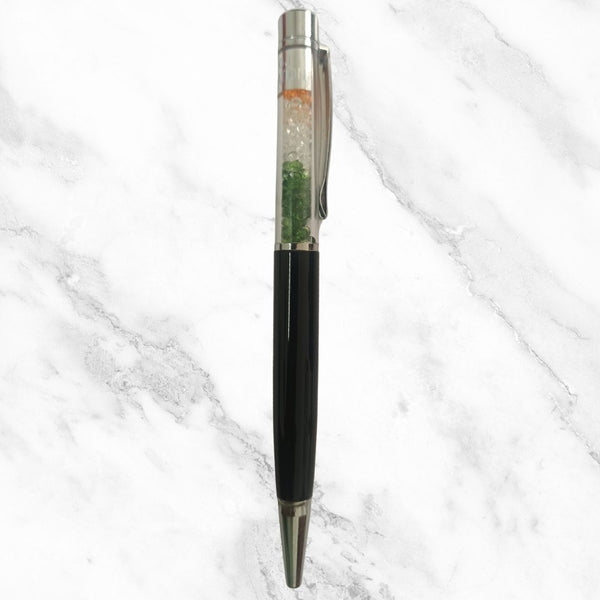 Metallic Black Ball Pen with Tiranga Diamond Accents – Premium Twist Pen | Blue Ink