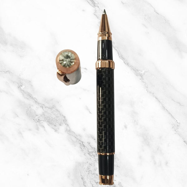 Designer Black Body Ball Pen with Gunmetal Cap & Golden Clip – Openable Mechanism | Black Ink
