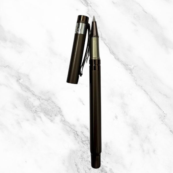 Metallic Brown Ball Pen with Silver Grip – Openable Mechanism | Smooth Blue Ink Writing