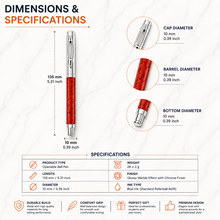 Ballpen Bazaar Metallic Orange Designer Ball Pen with Silver Cap | Openable Mechanism | Blue Ink | Premium Metal Writing Pen