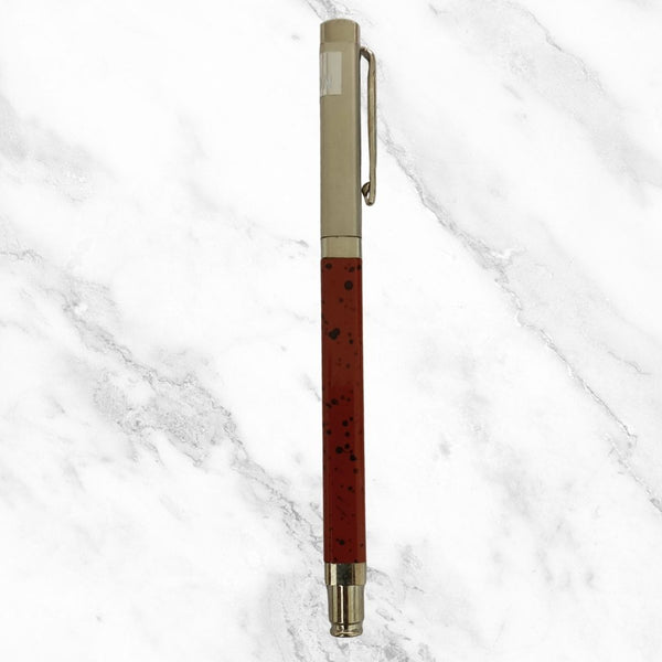 Metallic Designer Orange Ball Pen with Silver Cap – Openable Mechanism | Smooth Blue Ink Writing