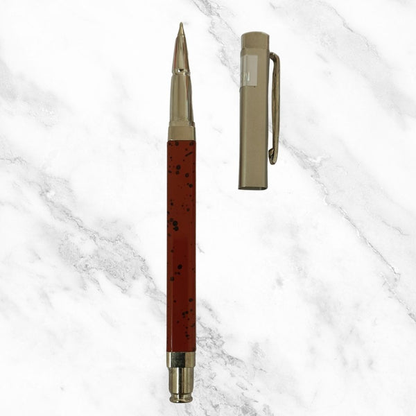 Metallic Designer Orange Ball Pen with Silver Cap – Openable Mechanism | Smooth Blue Ink Writing