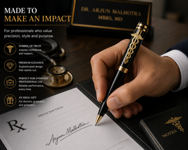 Metallic Glossy Black Ball Pen – Gold Doctor Clip