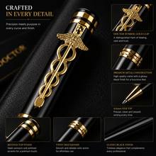 Metallic Glossy Black Ball Pen – Gold Doctor Clip