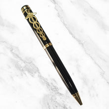 Metallic Glossy Black Ball Pen – Gold Doctor Clip | Blue Ink Twist Pen